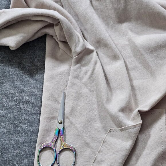 Zara Cardigan Womens L Beige LS Open Front Raw Hem Neutral Preppy Mono Boho FLAW - Picture 14 of 15